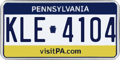 PA license plate KLE4104