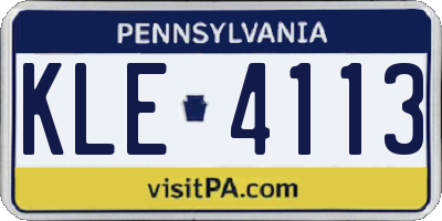 PA license plate KLE4113