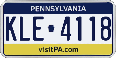 PA license plate KLE4118