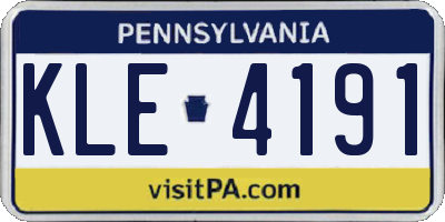 PA license plate KLE4191