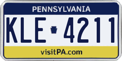 PA license plate KLE4211