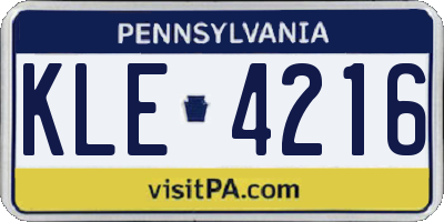 PA license plate KLE4216