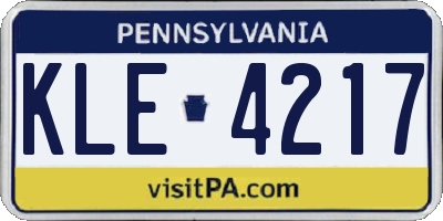PA license plate KLE4217