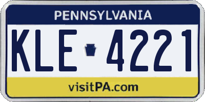 PA license plate KLE4221