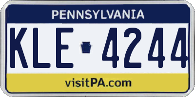 PA license plate KLE4244