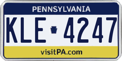 PA license plate KLE4247