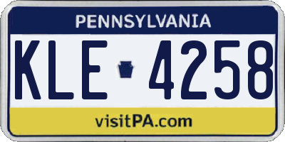 PA license plate KLE4258