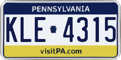 PA license plate KLE4315