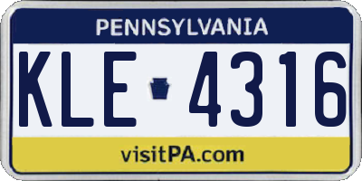 PA license plate KLE4316