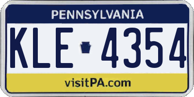 PA license plate KLE4354
