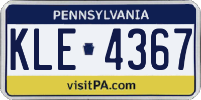 PA license plate KLE4367