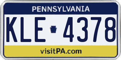 PA license plate KLE4378