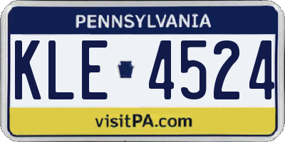 PA license plate KLE4524
