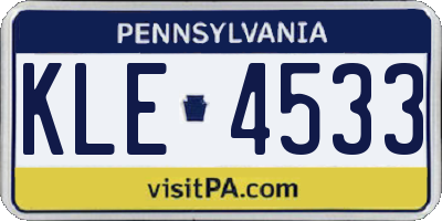 PA license plate KLE4533
