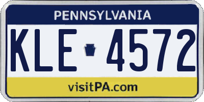 PA license plate KLE4572