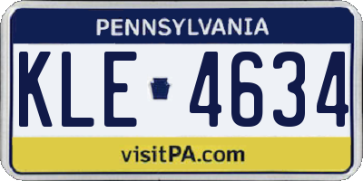 PA license plate KLE4634