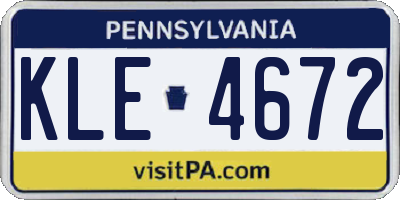 PA license plate KLE4672
