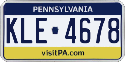 PA license plate KLE4678