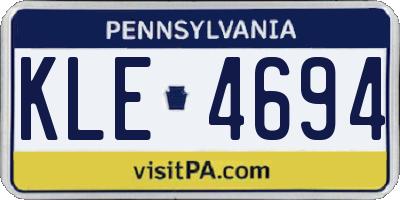 PA license plate KLE4694