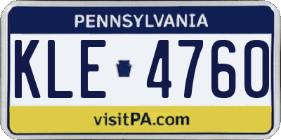 PA license plate KLE4760