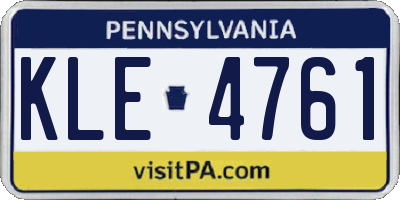 PA license plate KLE4761
