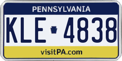 PA license plate KLE4838