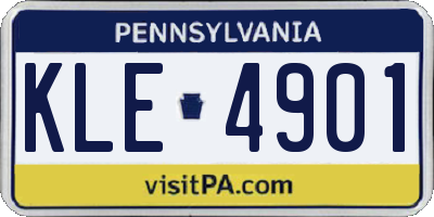 PA license plate KLE4901