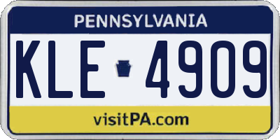 PA license plate KLE4909