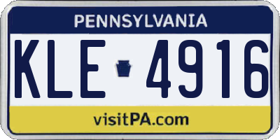 PA license plate KLE4916