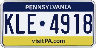 PA license plate KLE4918