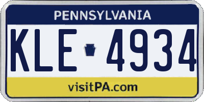 PA license plate KLE4934