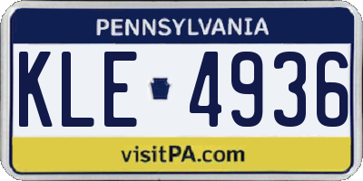 PA license plate KLE4936