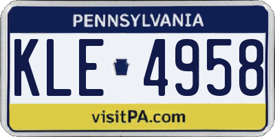 PA license plate KLE4958