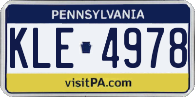 PA license plate KLE4978