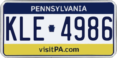 PA license plate KLE4986
