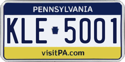PA license plate KLE5001