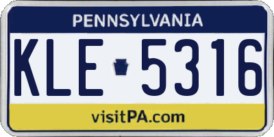 PA license plate KLE5316