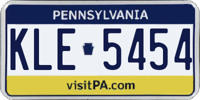 PA license plate KLE5454
