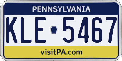 PA license plate KLE5467