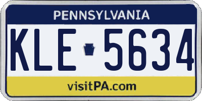 PA license plate KLE5634