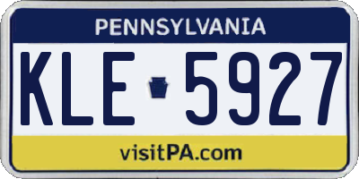 PA license plate KLE5927