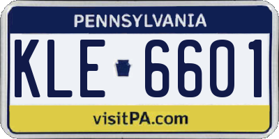 PA license plate KLE6601