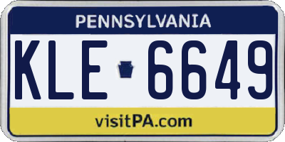 PA license plate KLE6649