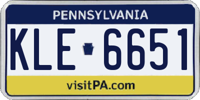 PA license plate KLE6651