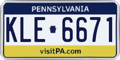 PA license plate KLE6671