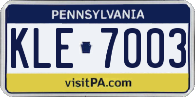 PA license plate KLE7003