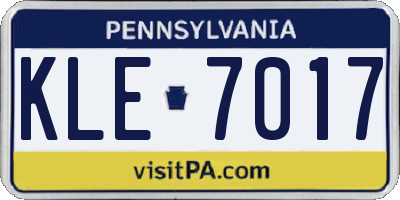 PA license plate KLE7017