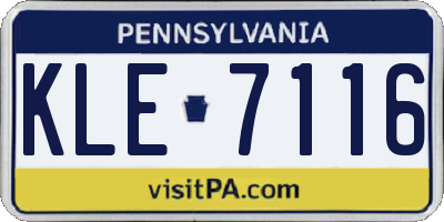 PA license plate KLE7116