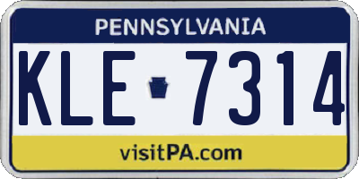 PA license plate KLE7314
