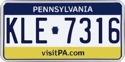 PA license plate KLE7316